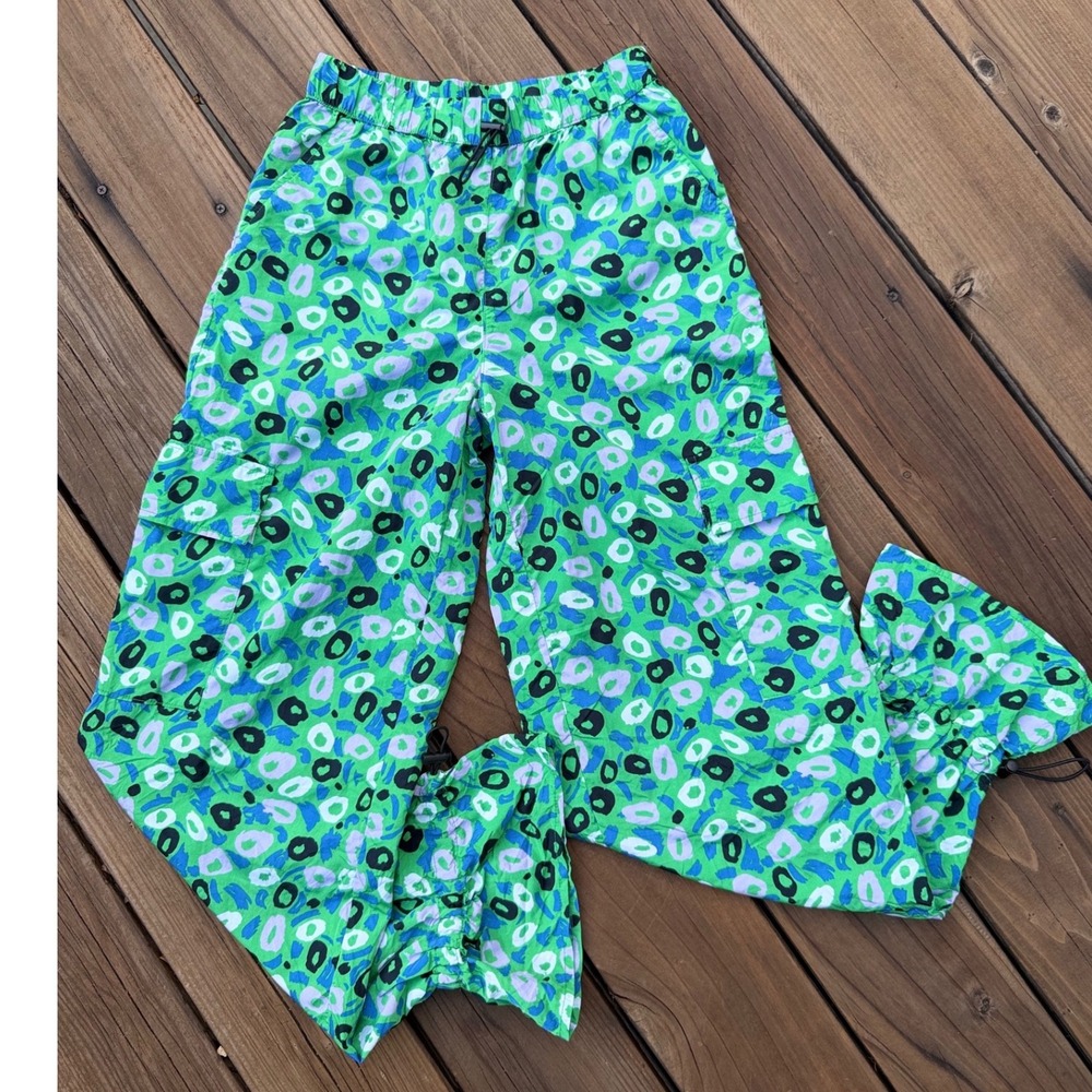 Diane von Furstenberg x Target Jazz Dot Utility Cargo Pants Green XS EUC